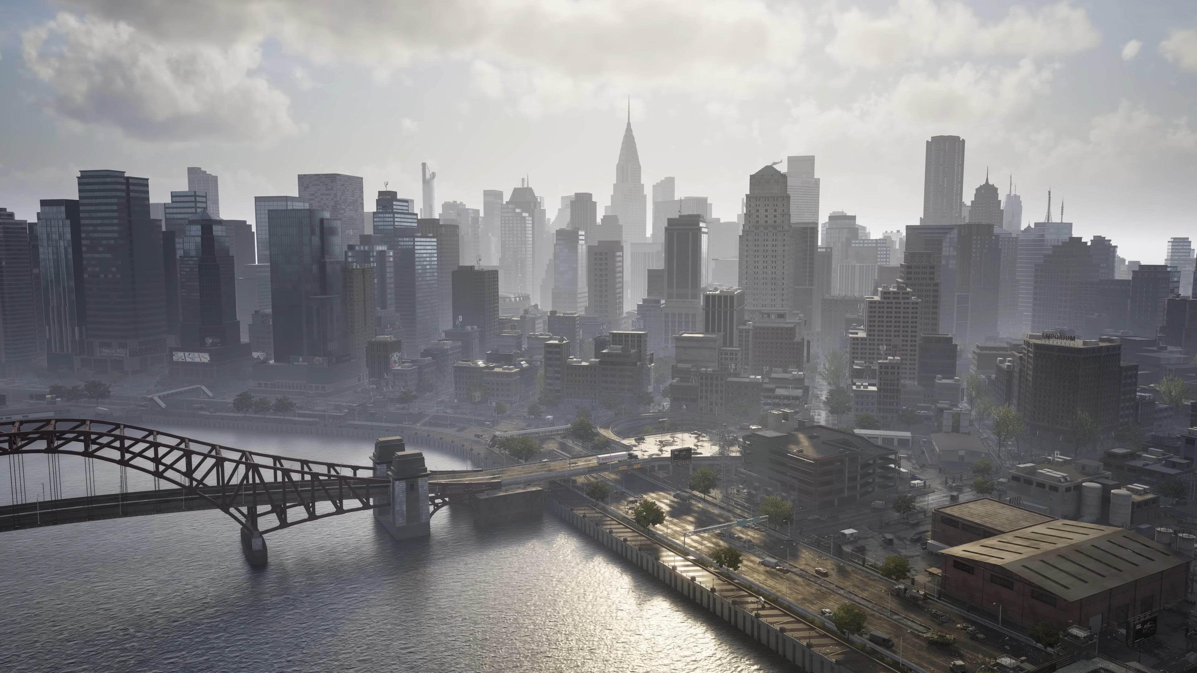 An establishing shot of New Fortune City, the setting of The Day Before.