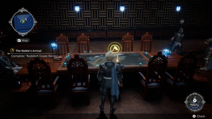 Running around base in a third-person view in a The DioField Chronicle screenshot.