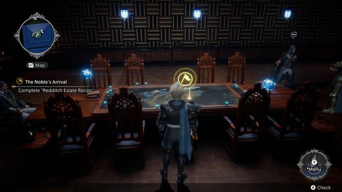 Running around base in a third-person view in a The DioField Chronicle screenshot.