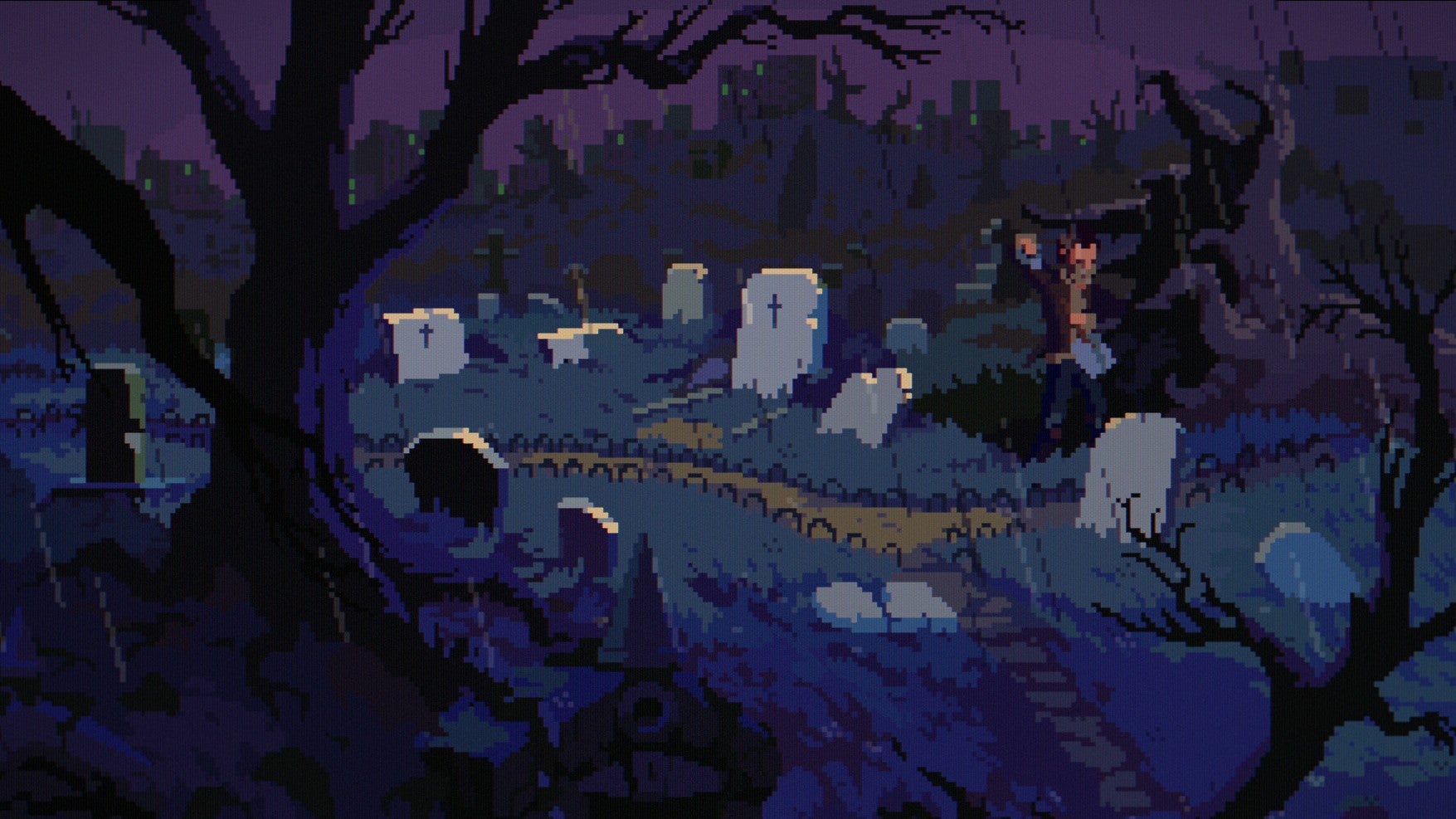 Mick digs up a grave in The Drifter. - 1