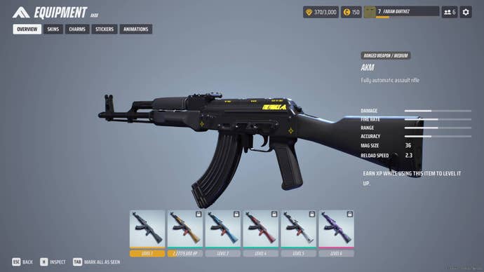 The overview of the AKM in The Finals menus.