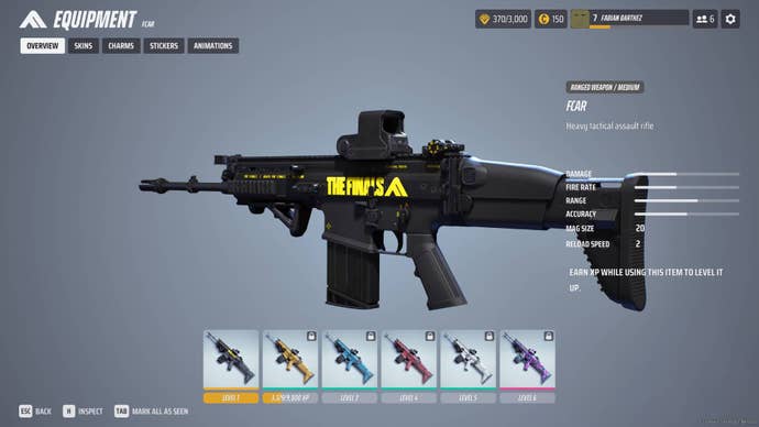 The overview of the FCAR in The Finals menus.