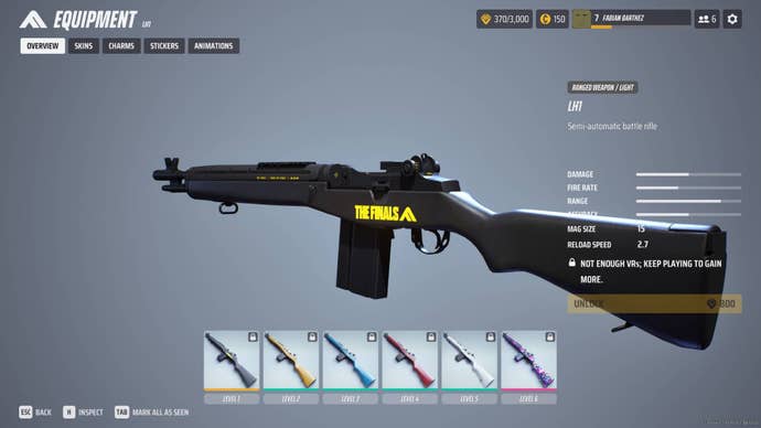 The overview of the LH1 in The Finals menus.