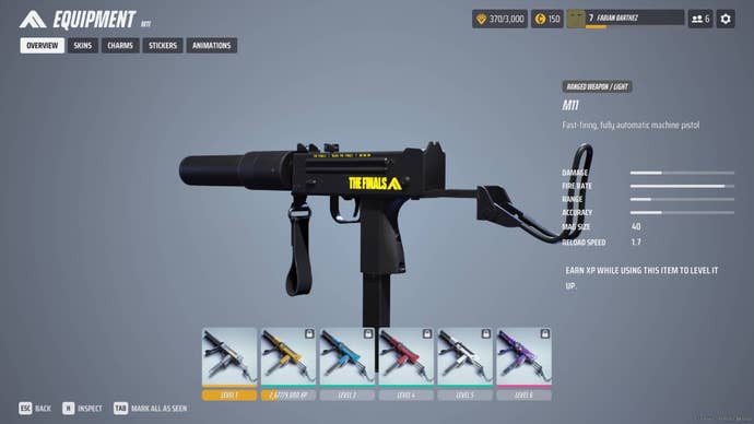 The overview of the M11 in The Finals menus.