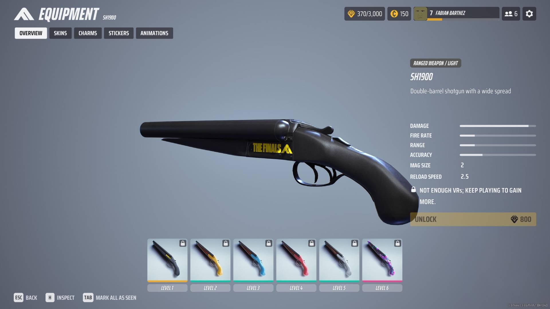 The overview of the SH19000 in The Finals menus.