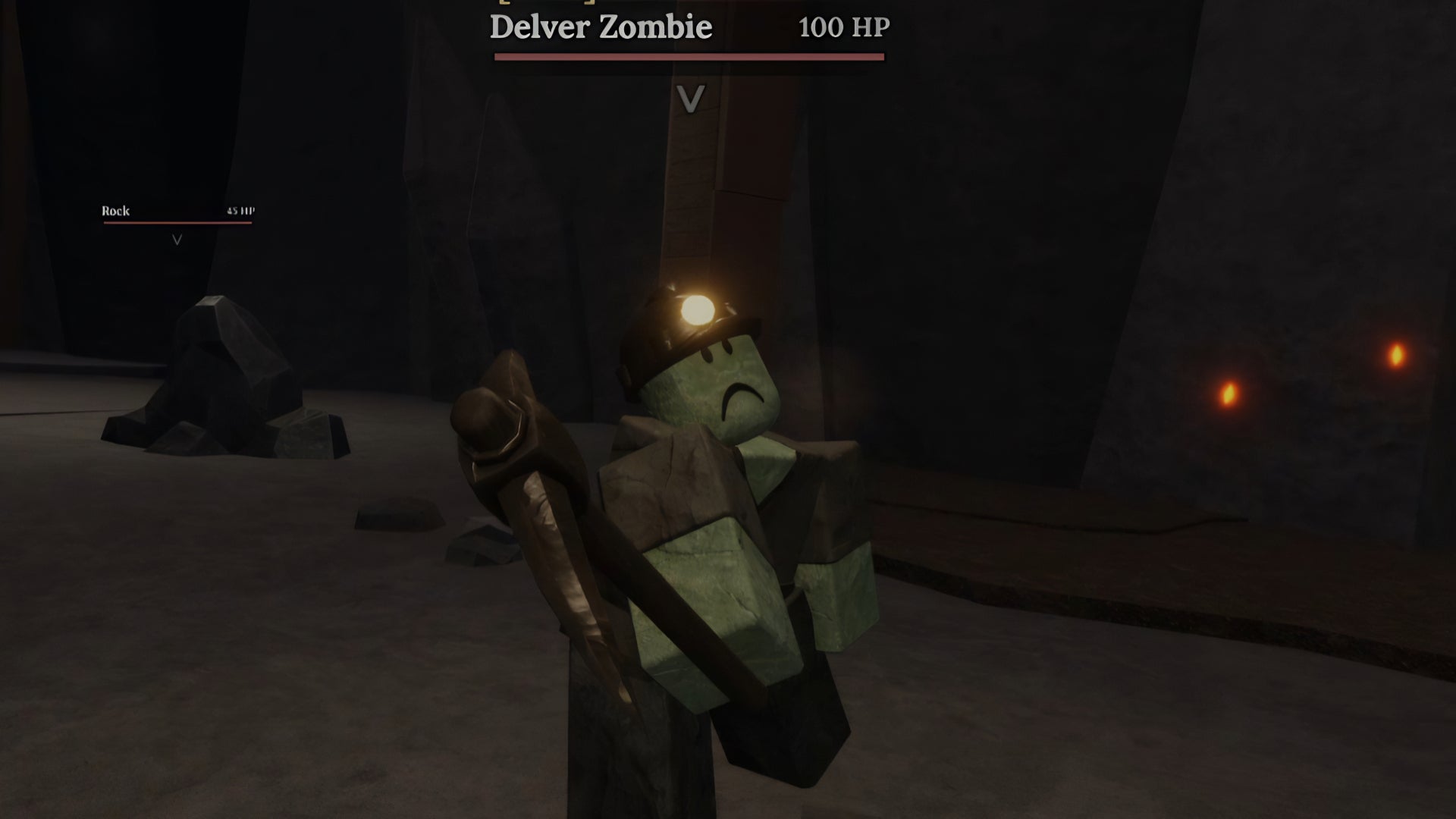 A screenshot of the Delver Zombie enemy from The Forge, which players can defeat to earn Miner Shards. - 4
