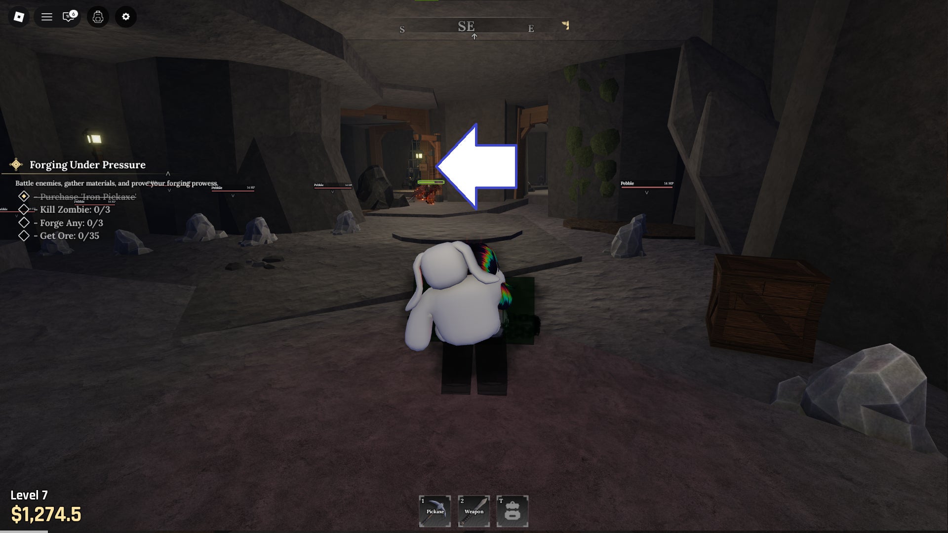 A screenshot of The Forge in Roblox showing the gate through the fork in the road. - 8