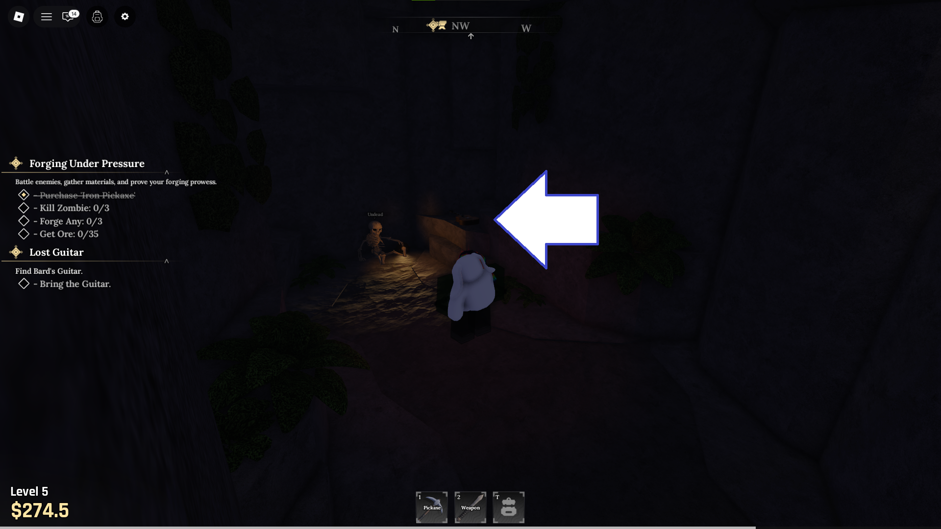 A screenshot of The Forge in Roblox showing the gate through the lost guitar's location. - 6