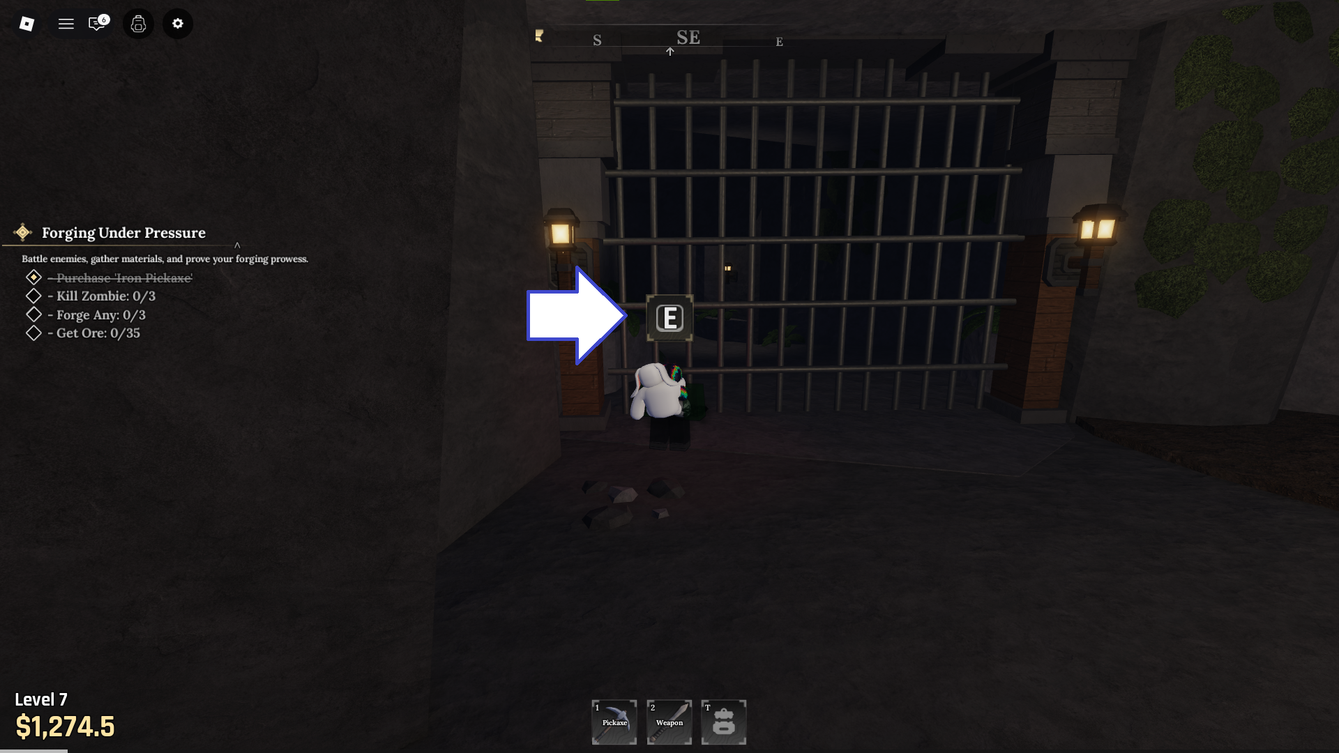 A screenshot of The Forge in Roblox showing the lock on the gate. - 9