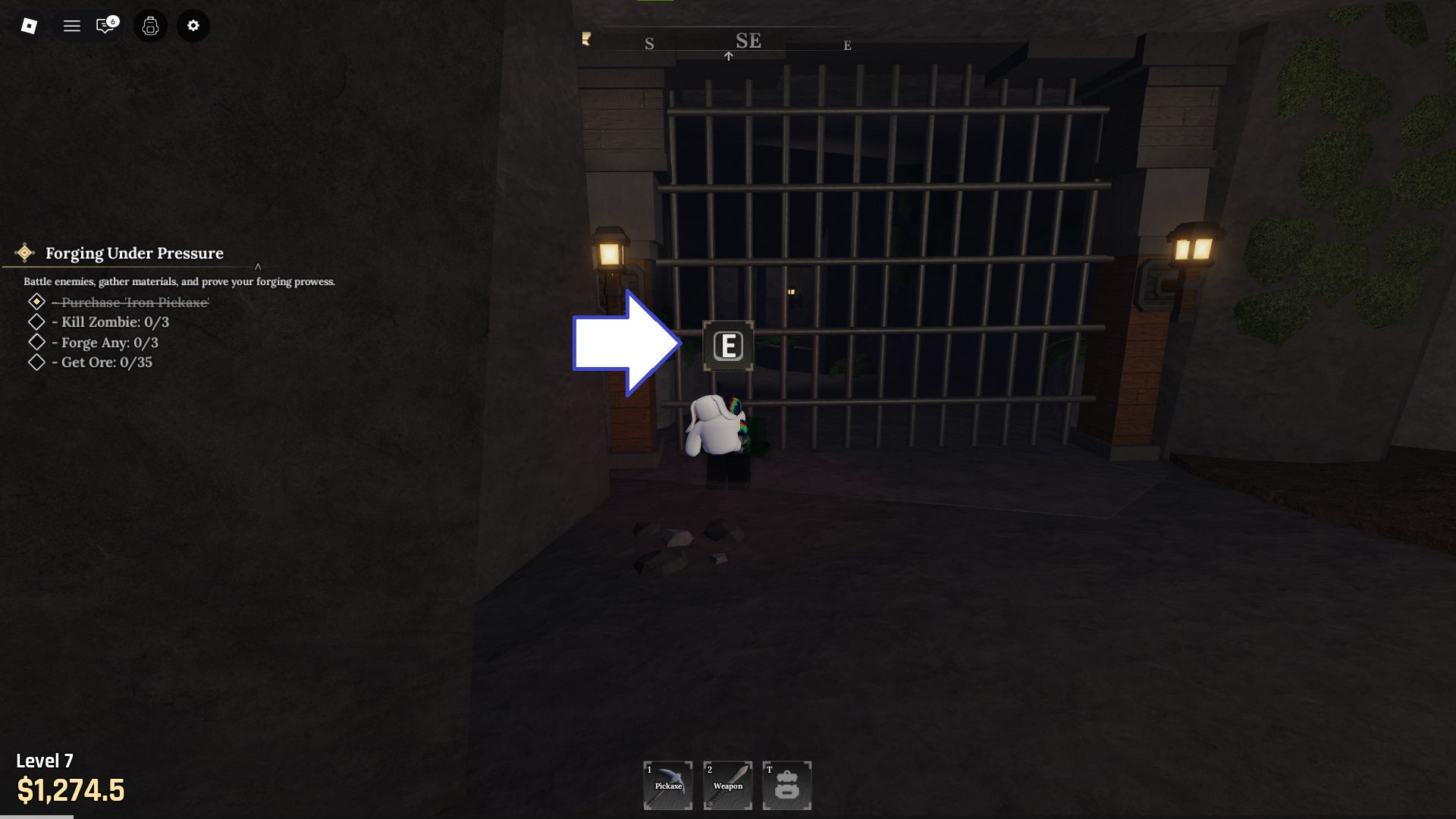 A screenshot of The Forge in Roblox showing the lock on the gate. - 9