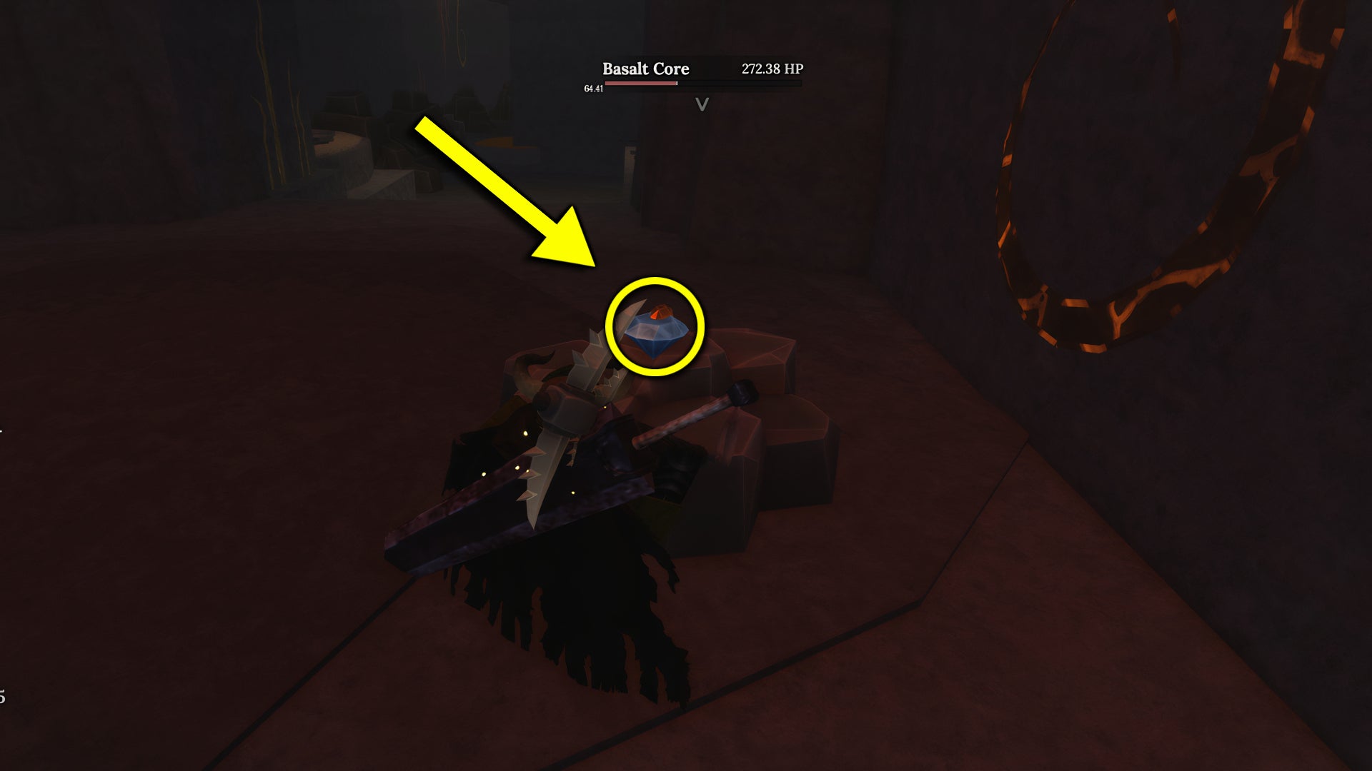 A screenshot from the Roblox game The Forge, showing what rocks look like when they reveal their drops before the player finishes mining them. - 6