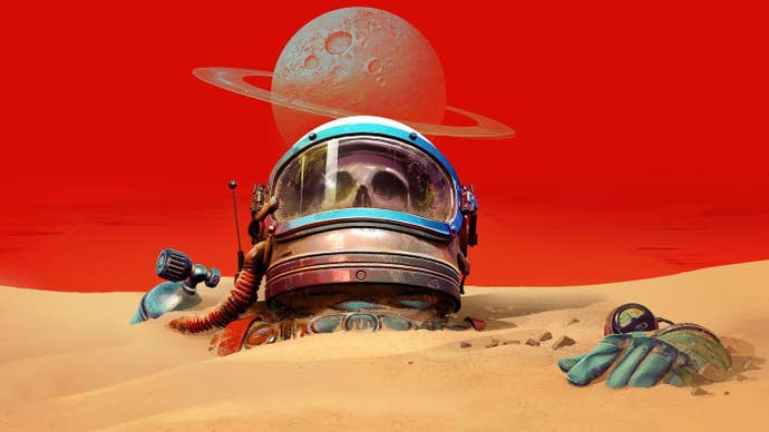 The skeletal remains of an astronaut inside a spacesuit in artwork for The Invincible.