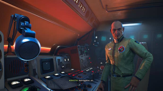 A stern captain and his little robot face you in The Invincible.