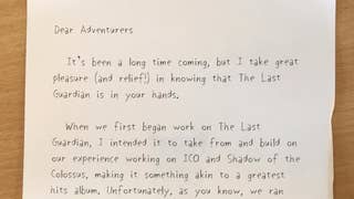 The Last Guardian media kit includes a heartfelt message from creator Fumito Ueda