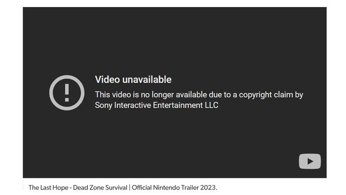 The Last Hope has been removed from Nintendo eShop, and trailers taken down with a copyright notice from Sony.