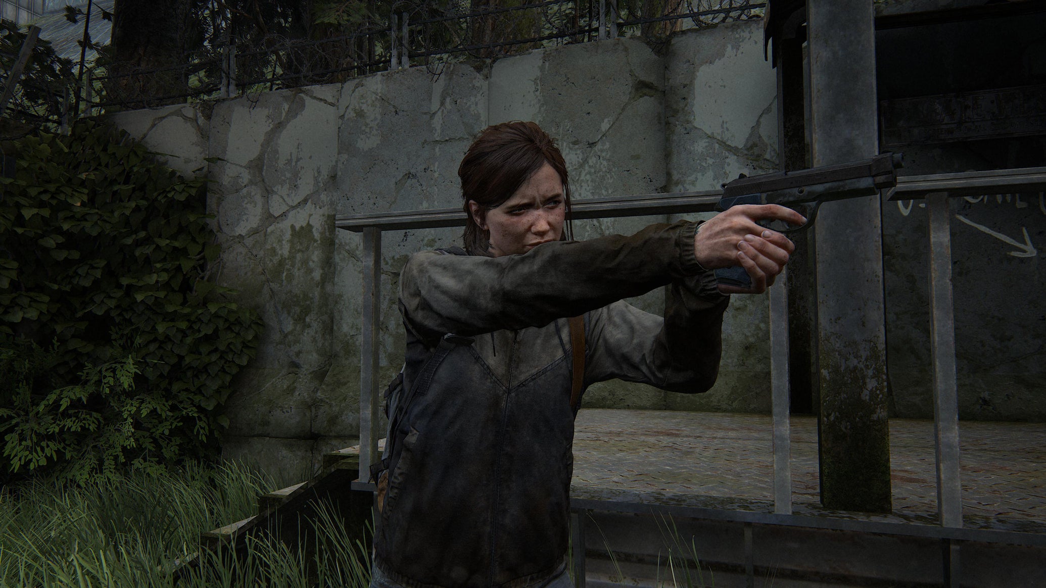 Ellie aiming a pistol in The Last of Us Part 2 Remastered on PS5 - 1