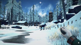 A survivor walks through a snowy mountain scene in The Long Dark