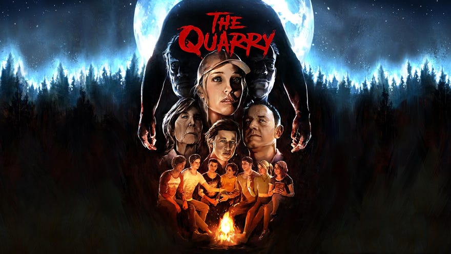 Teens at risk of getting slashed in The Quarry’s key art.