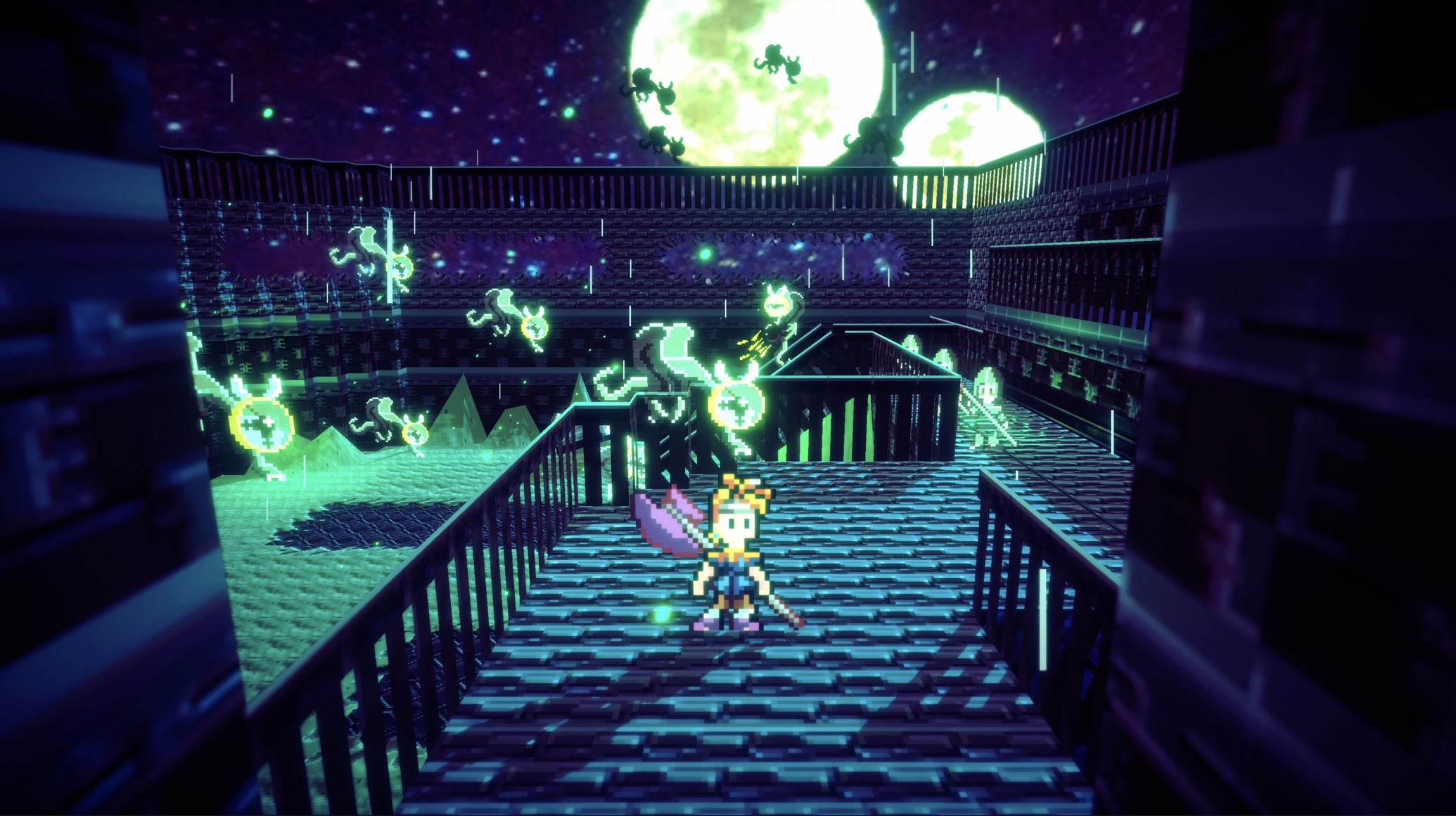 An axe-having woman stands in spooky place in The Remake of the End of the Greatest RPG of All Time - 1