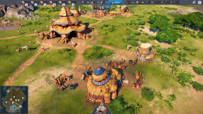 A man works a sawmill in The Settlers