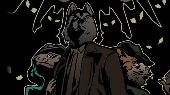 Anthropomorphic, noir animals basal together, shadowy figures looking astatine them successful cardinal creation for The Shadow Syndicate.