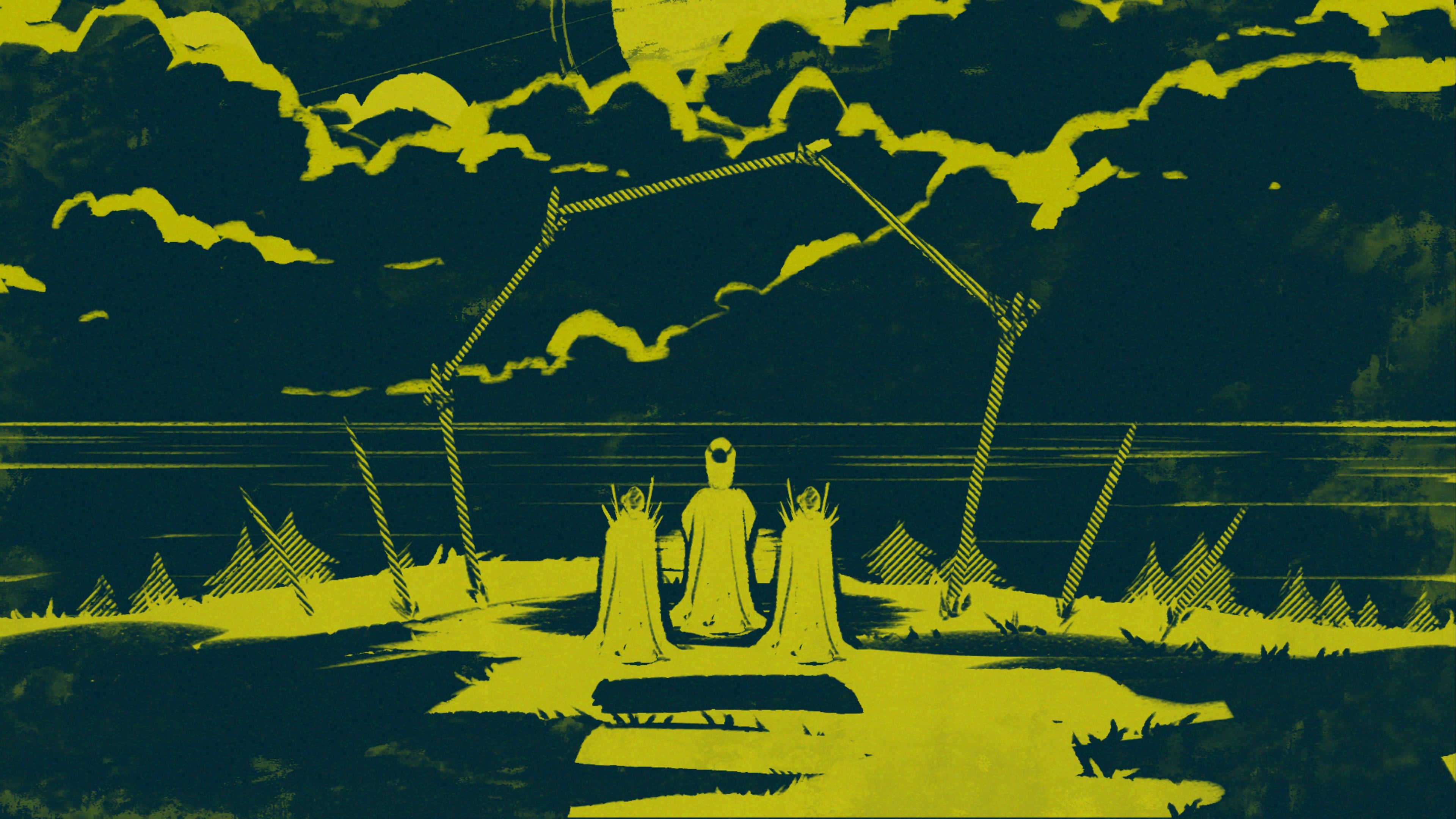 A screenshot from The Shrouded Isle showing an end of season sacrifice on a clifftop