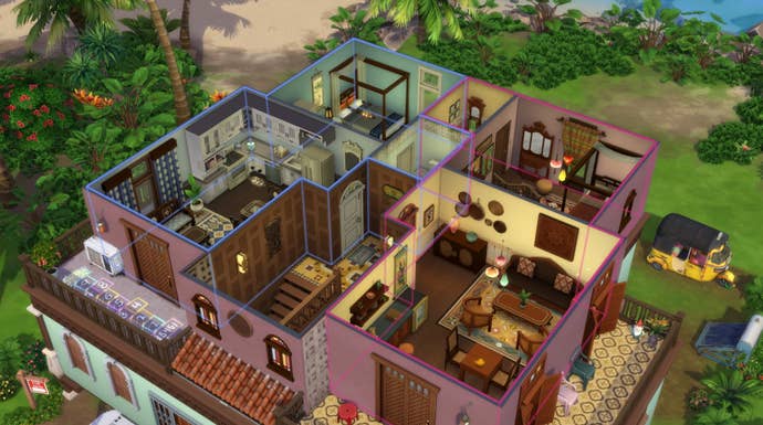 An apartment building in The Sims 4’s For Rent expansion.