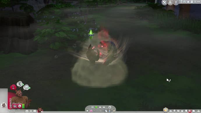 Two werewolves fight under the influence of the full moon in The Sims 4.