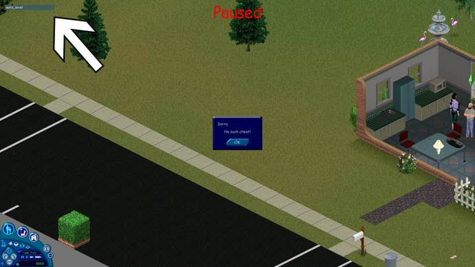 the sims cheat bar location highlighted