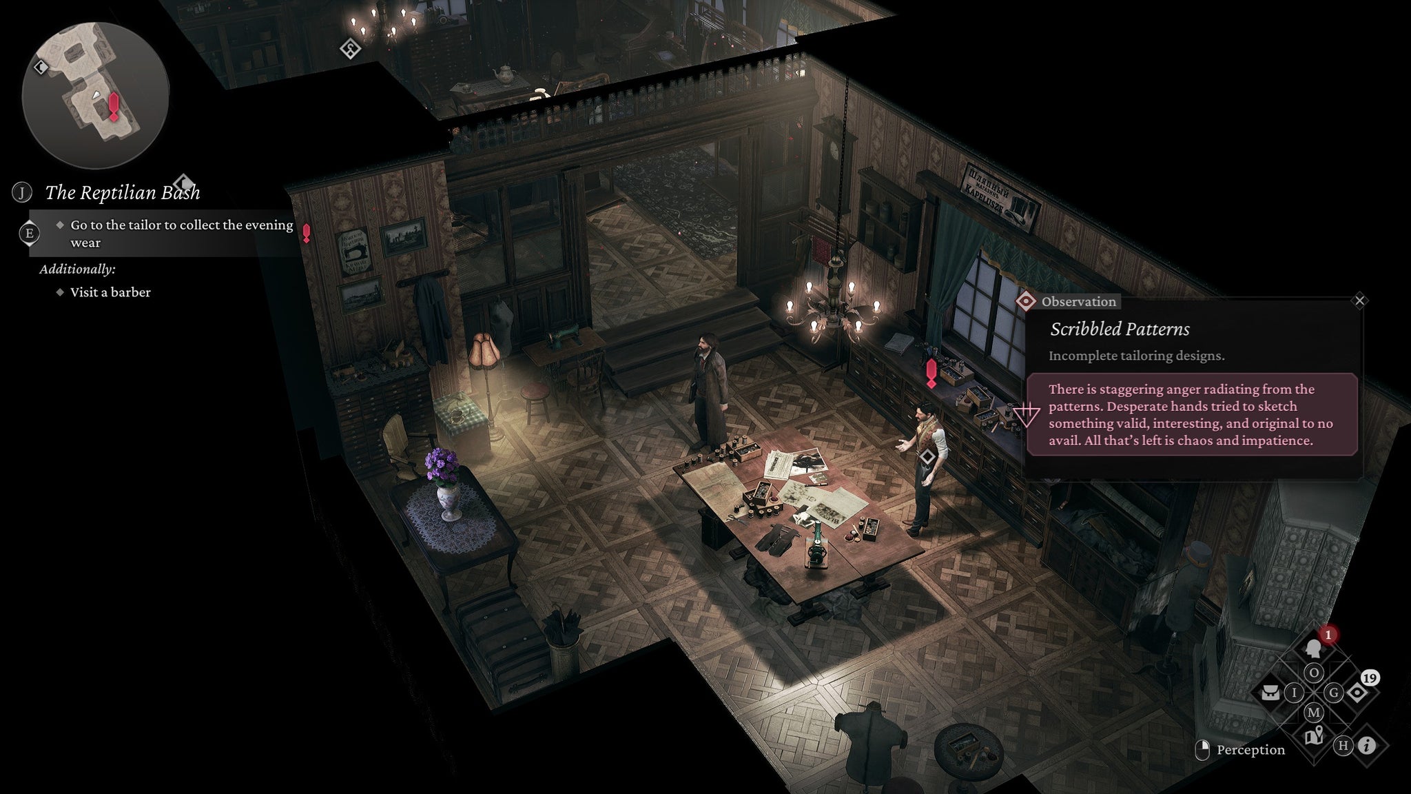 A man investigates a dining room scene inside a home in The Thaumaturge - 4