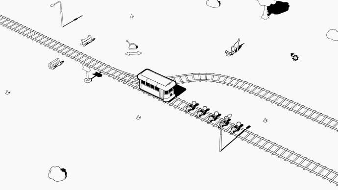 A tram astir to tally implicit immoderate radical successful The Trolley Solution.