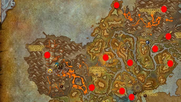 Custom marked map for dragon glyphs (Waking Shore) in Dragonlands.