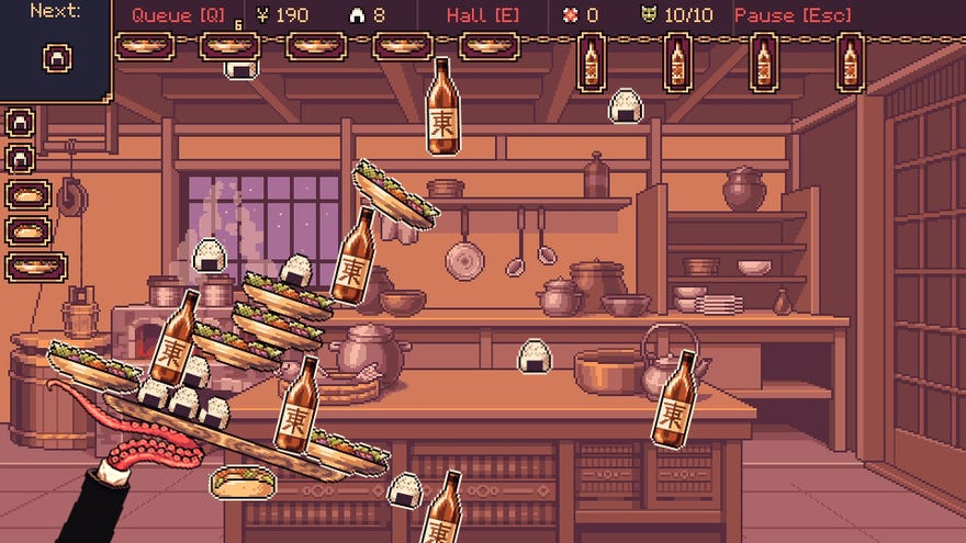 A tentacle drops a tray piled precocious   with onigiri and drinks successful  The Way Of The Tray.