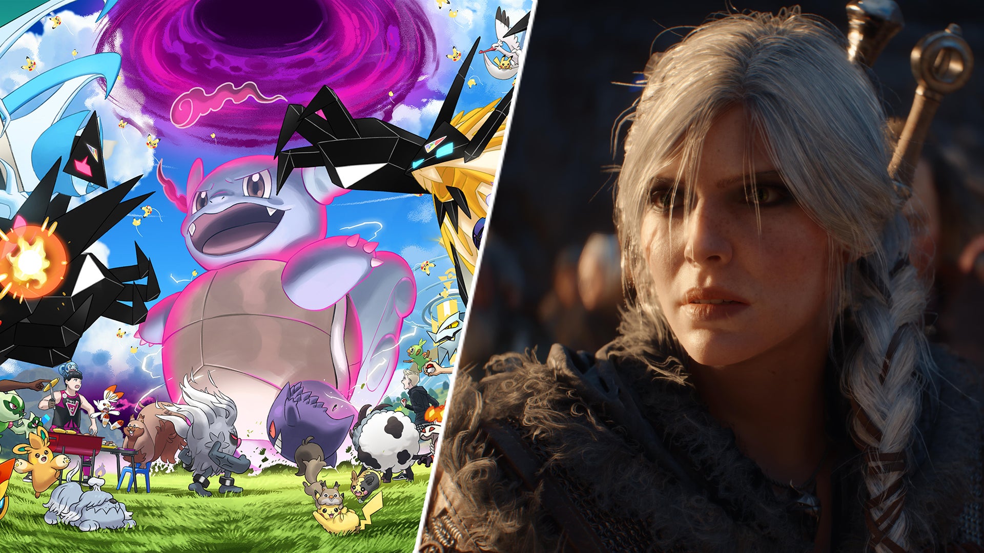Ciri in The Witcher 4 alongside some Pokemon in Pokemon Go.