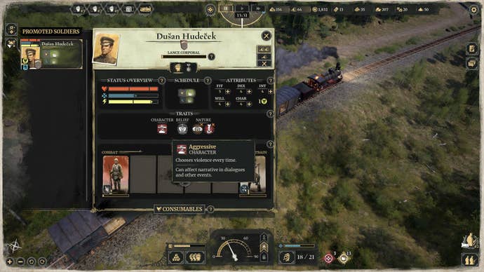 A lance corporal’s stats in Last Train Home.