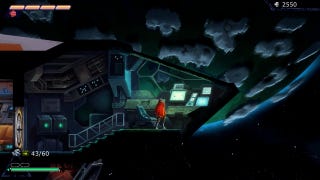A screenshot from They Always Run. The player character is standing in a cockpit with a planet placed behind them.