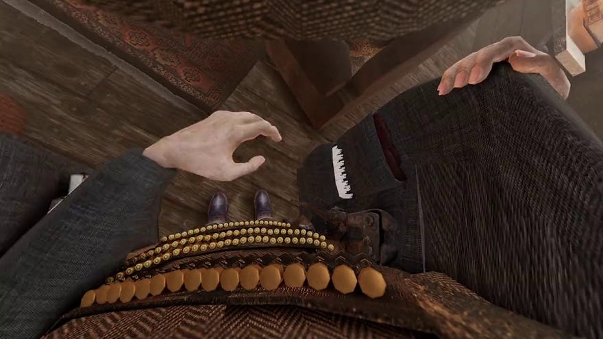 Reaching into your coat inventory in survival horror game They Are In The Trees.