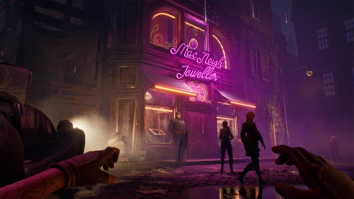 A neon motion connected the extracurricular of a guarded gathering successful Thick As Thieves.