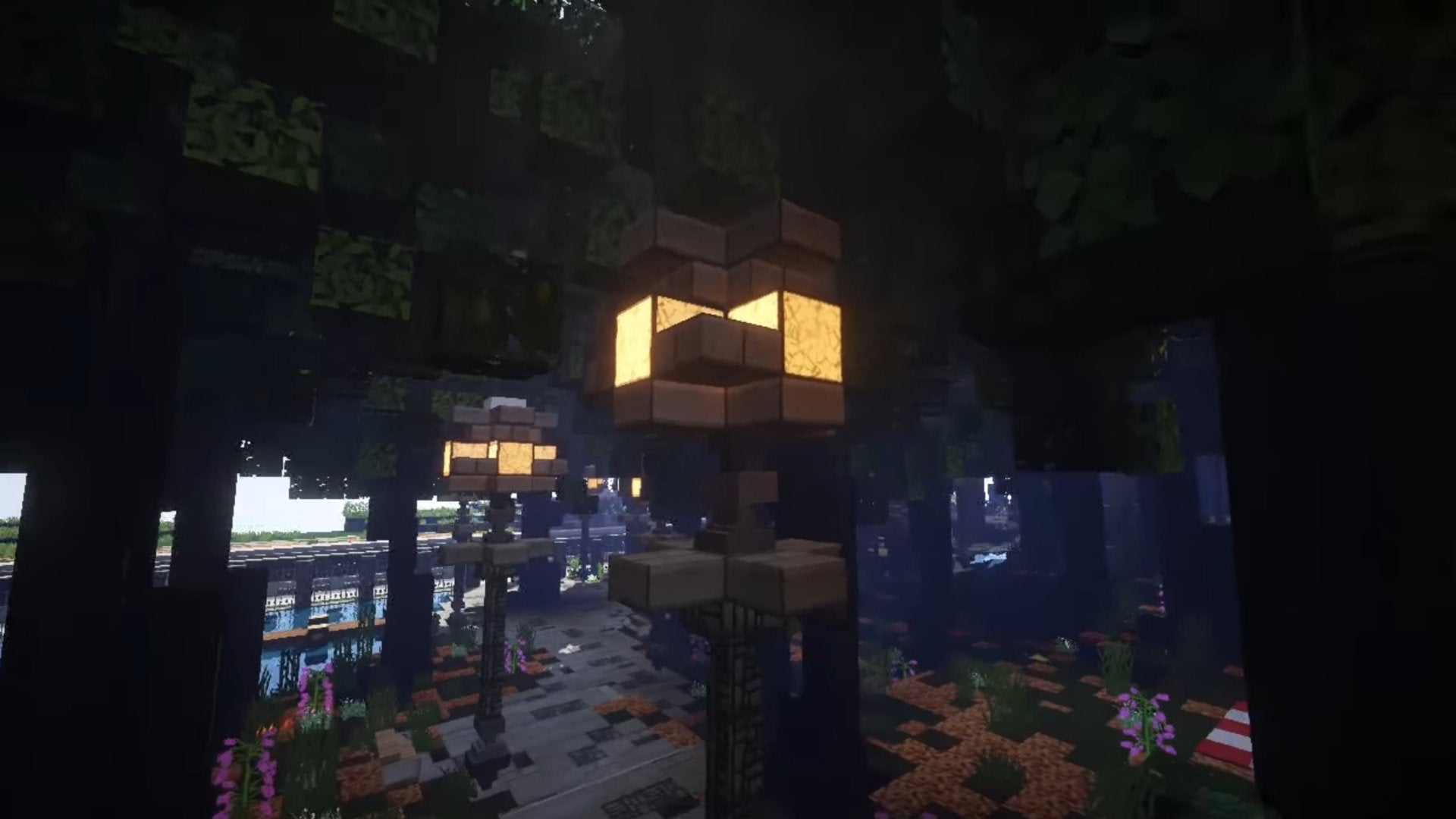 A screenshot of a Minecraft nature reserve build. - 27