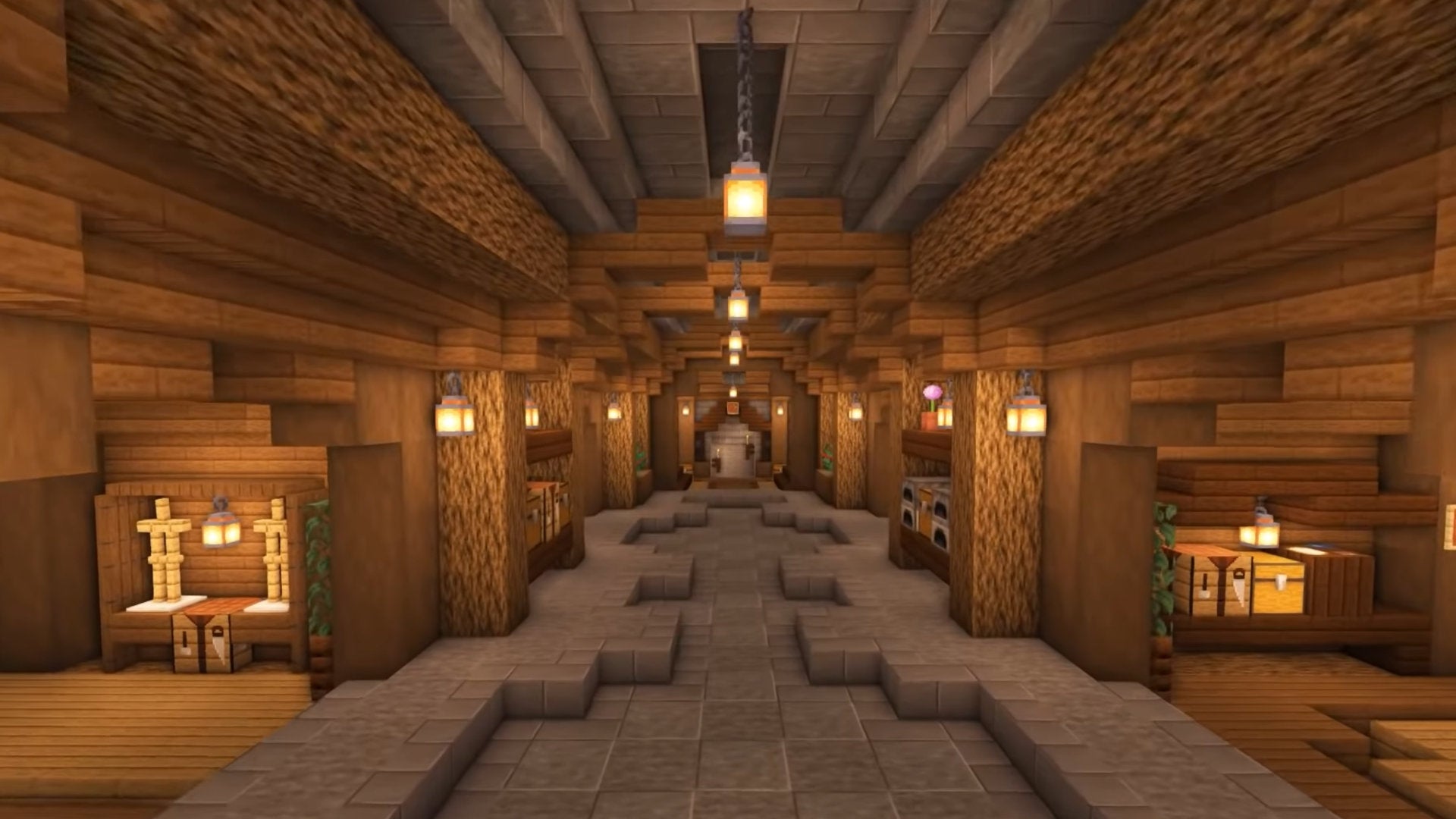 A screenshot of a Minecraft underground base build. - 18