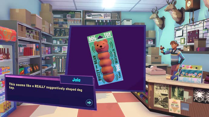 A dubious dog toy in Thirsty Suitors.