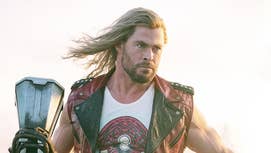 Chris Hemsworth up in Thor: Ludd n' Thunder wit a gangbangin' finger-lickin' disgruntled expression on his wild lil' face.