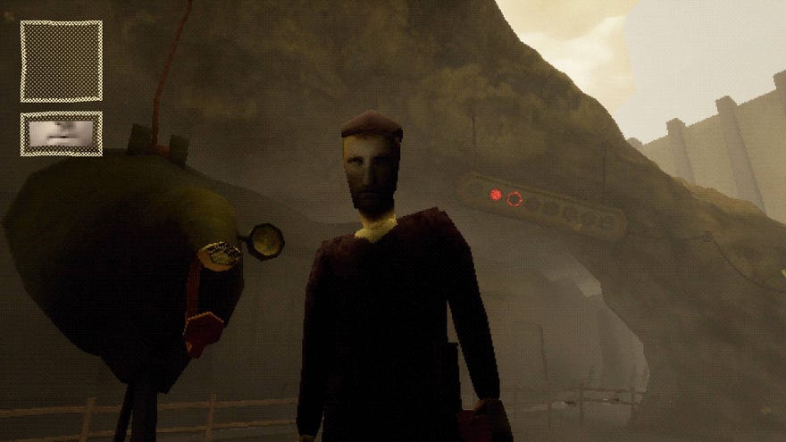 Mo stands next to a speaker device, the train light over his left shoulder.