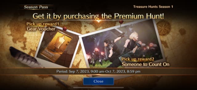 Premium Hunt purchase advert in Final Fantasy 7 Ever Crisis