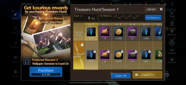 Treasure Hunt season pass in Final Fantasy 7 Ever Crisis