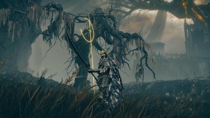 Elden Ring Shadow of the Erdtree screenshot showing player character next to golden symbol