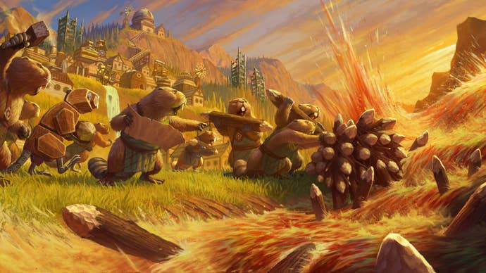 Promo image for Timberborn's Badwater update.