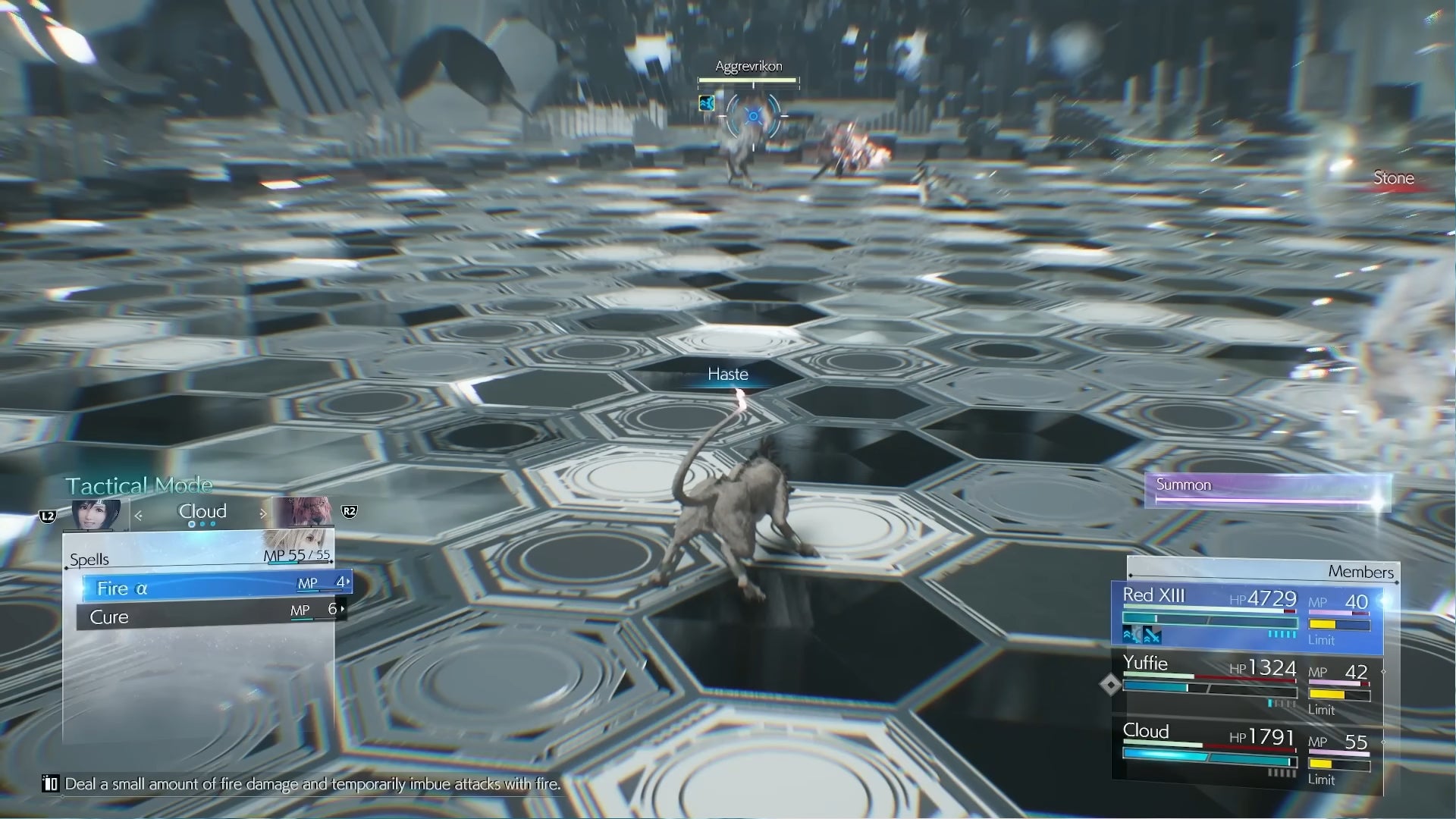 Red XIII casts Haste in an ongoing battle in Final Fantasy 7 Rebirth. - 7