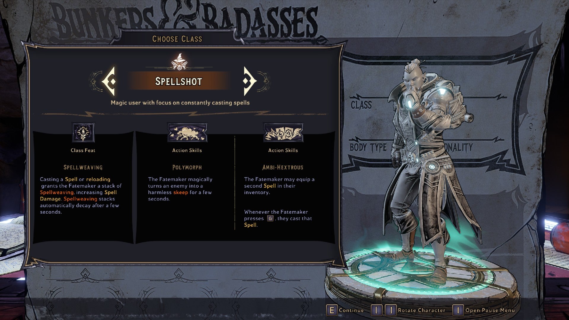 Tiny Tina&rsquo;s Wonderlands Spellshot character miniature in the choose class screen
