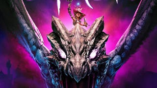 Tiny Tina riding a dragon in the key art for Tiny Tina's Wonderland.